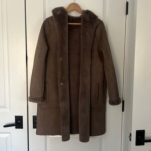 Zara faux shearling suede car coat size small